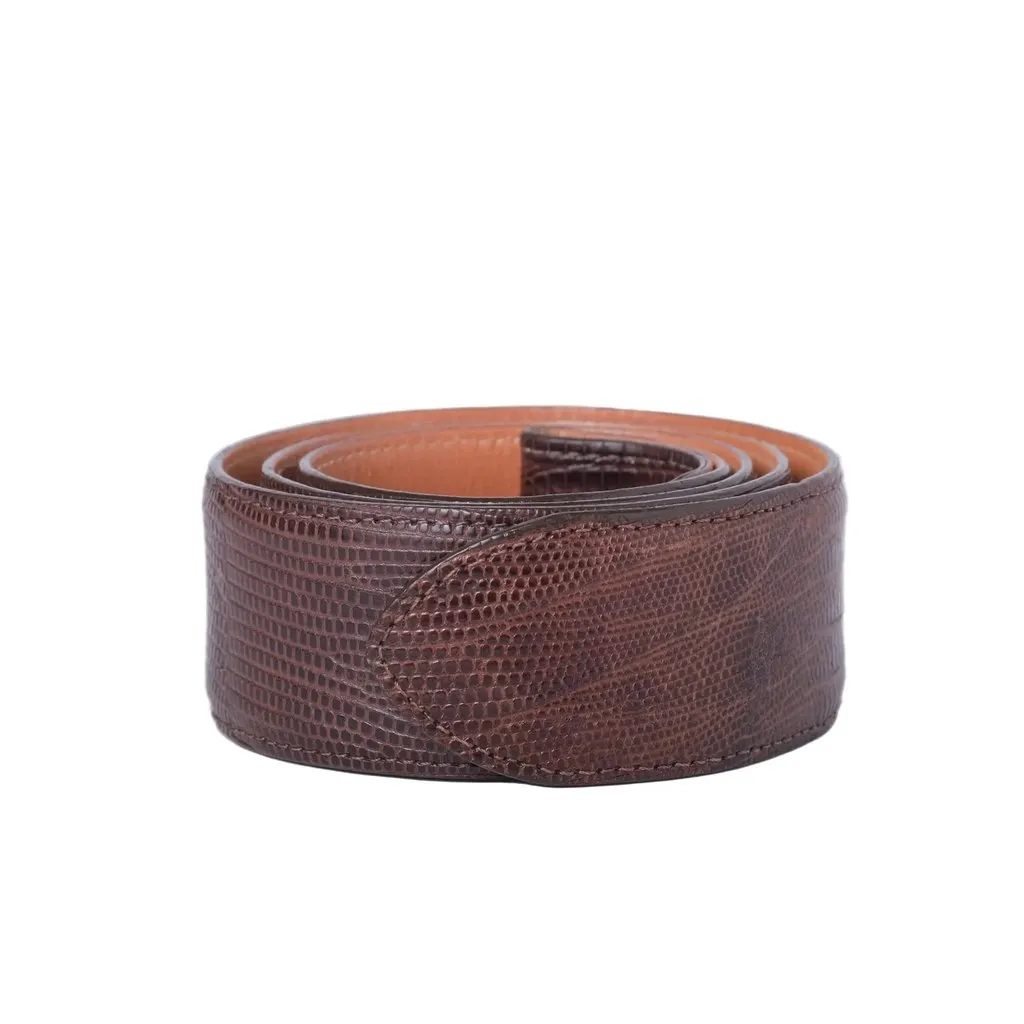 Unsigned Andrea Barnett Brown Genuine Teju Lizard Leather Belt - '90s Brown Leather Good - Back View