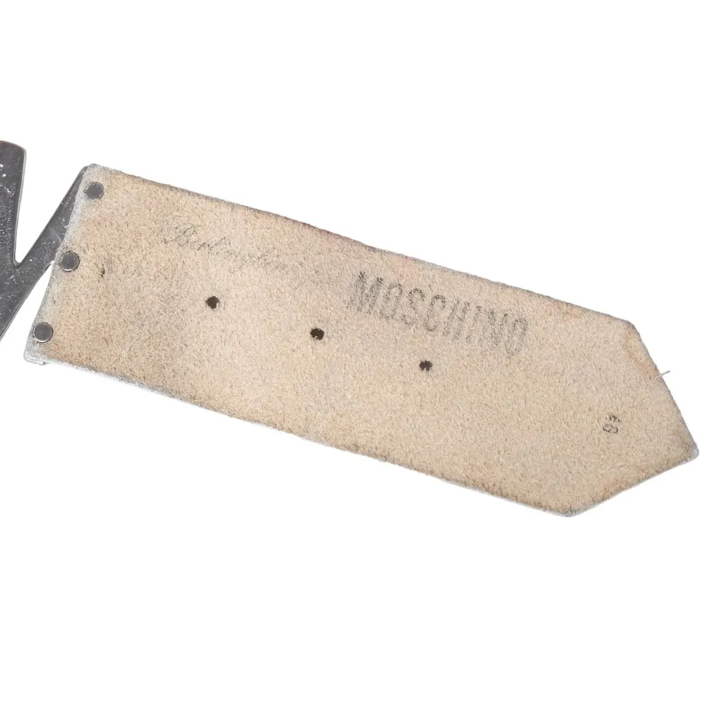 Moschino Logo Leather Belt - '90s White Leather Good - Model View
