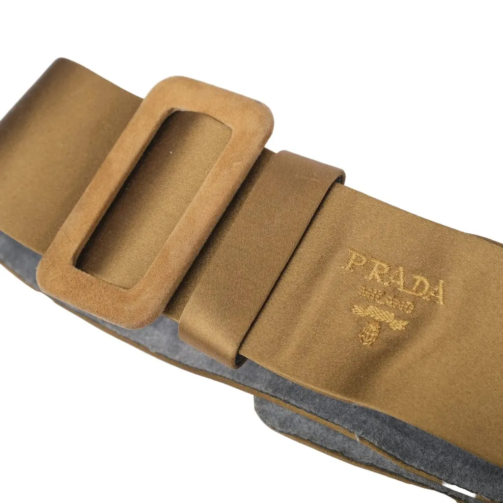 Prada Satin Wide Logo Belt with Covered Buckle - '00s Red Satin Good - Back View