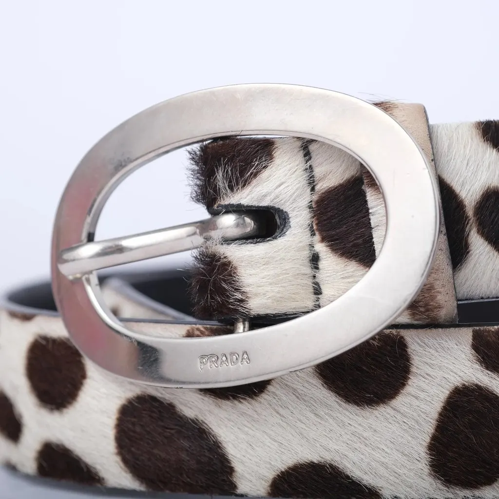 Prada Pony Hair Leopard Belt- '90s MultiColor Good - Model View