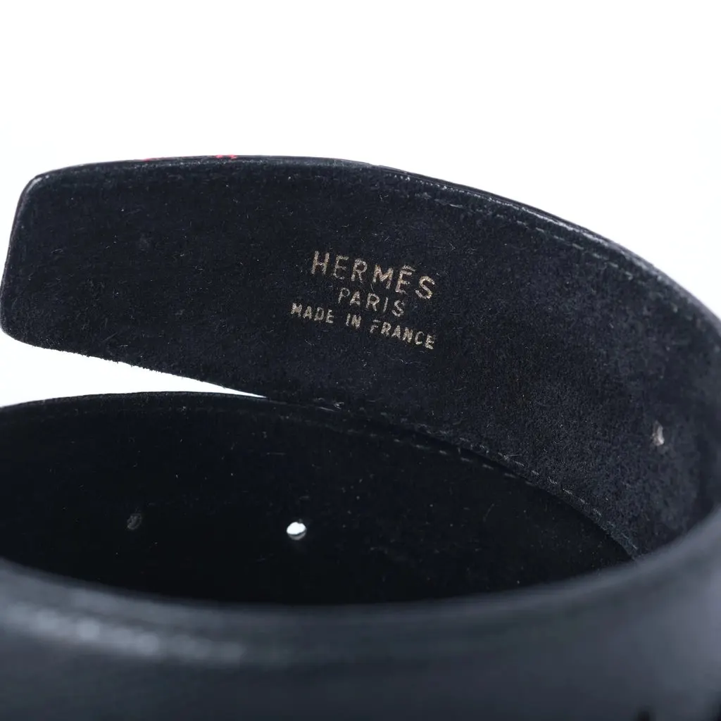 Hermès Vintage Leather Belt Strap- '00s Black Leather Good - Back View