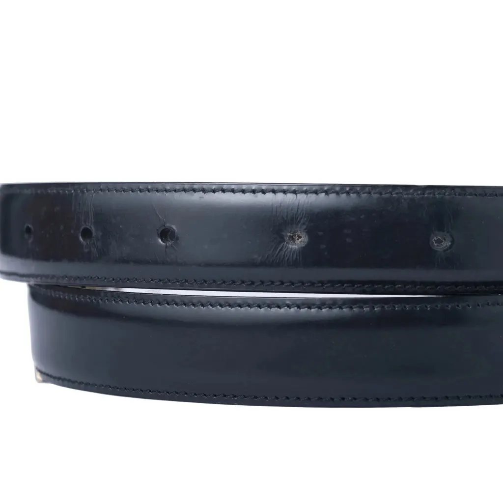 Gucci Black Leather Belt with Silver-Tone Buckle - '90s Black Leather Good - Inside View
