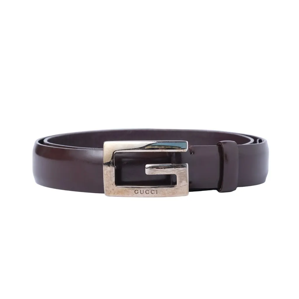 Gucci Silver G Buckle - '00s Silver Leather Good - Front View