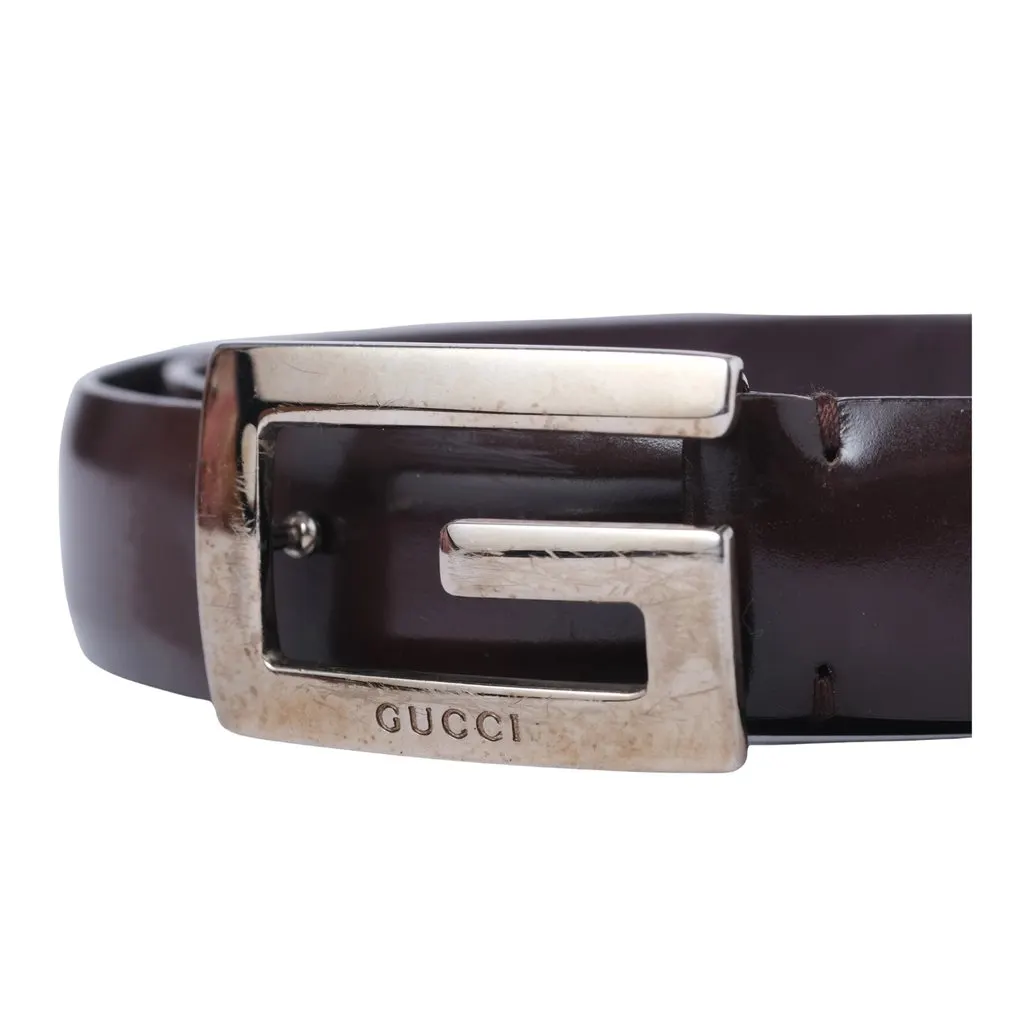 Gucci Silver G Buckle - '00s Silver Leather Good - Back View
