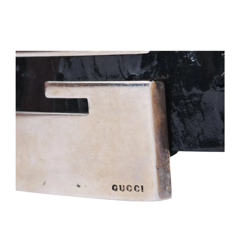 Gucci G buckle belt - '00s Black Leather Good - Back View