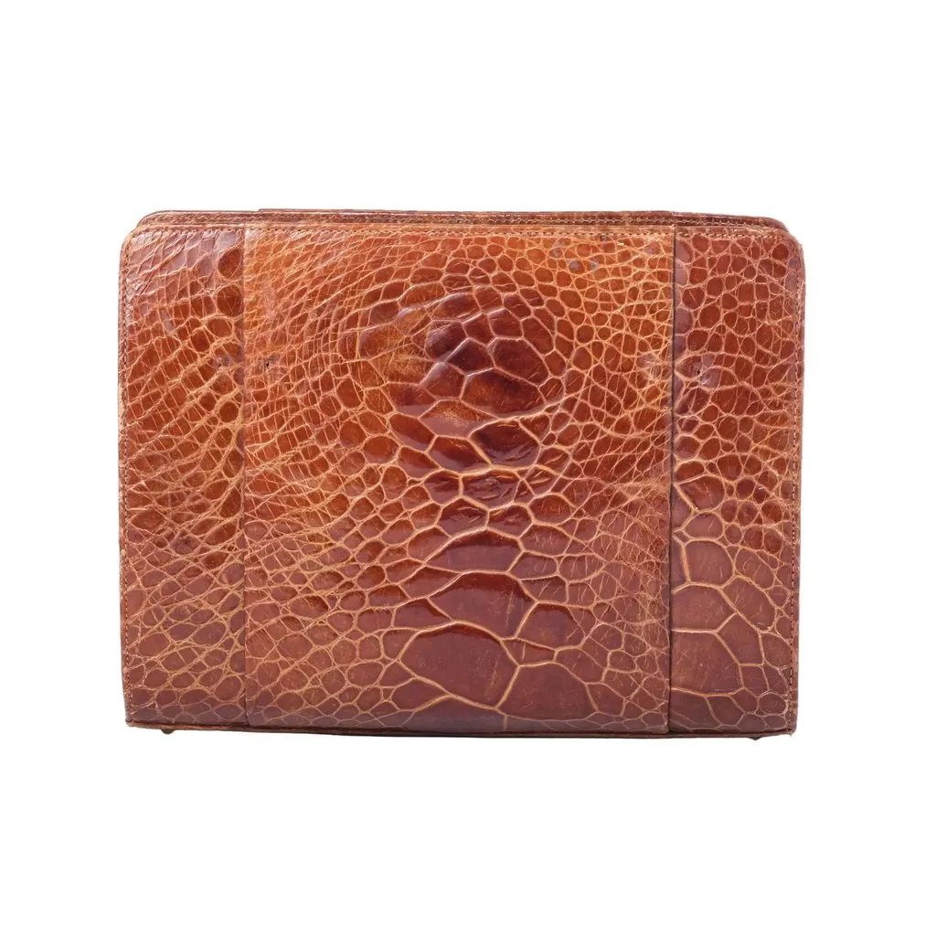 Unsigned Cognac Embossed Leather Structured Handbag-'60s Red Leather Good - Front View