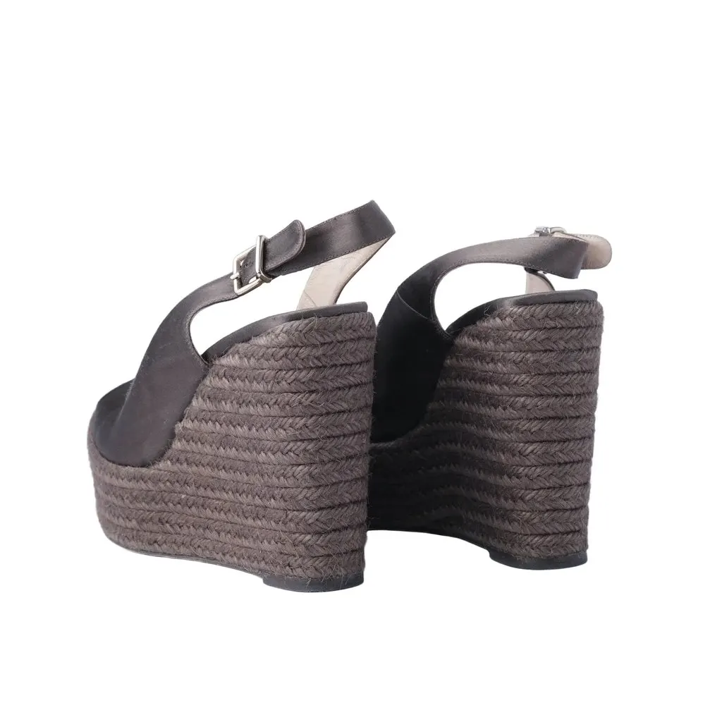 Unsigned Castañer Wedge Espadrilles Taupe -'10s MultiColor Satin Good - Inside View