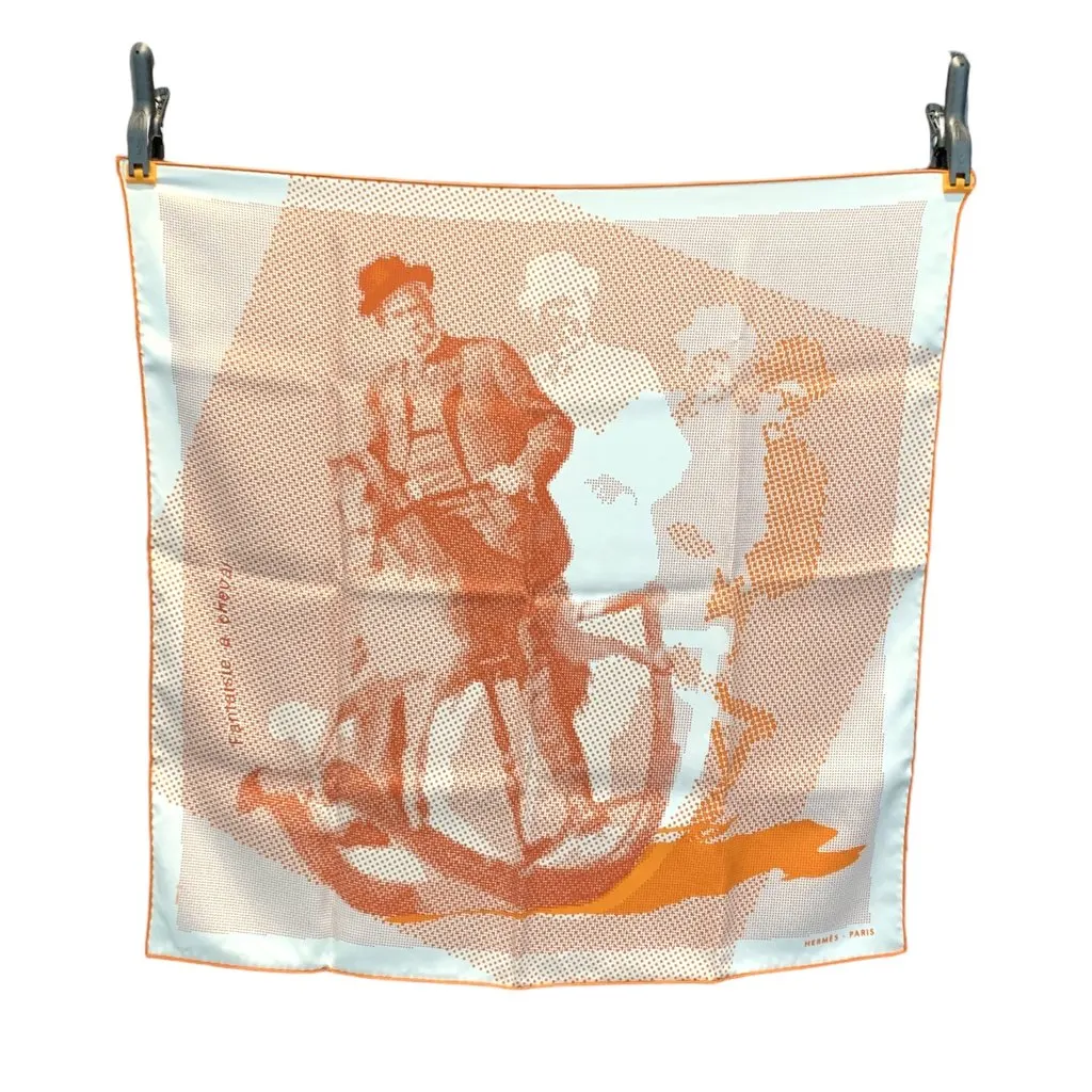 Hermes Scarf Orange Silk Good - Front View