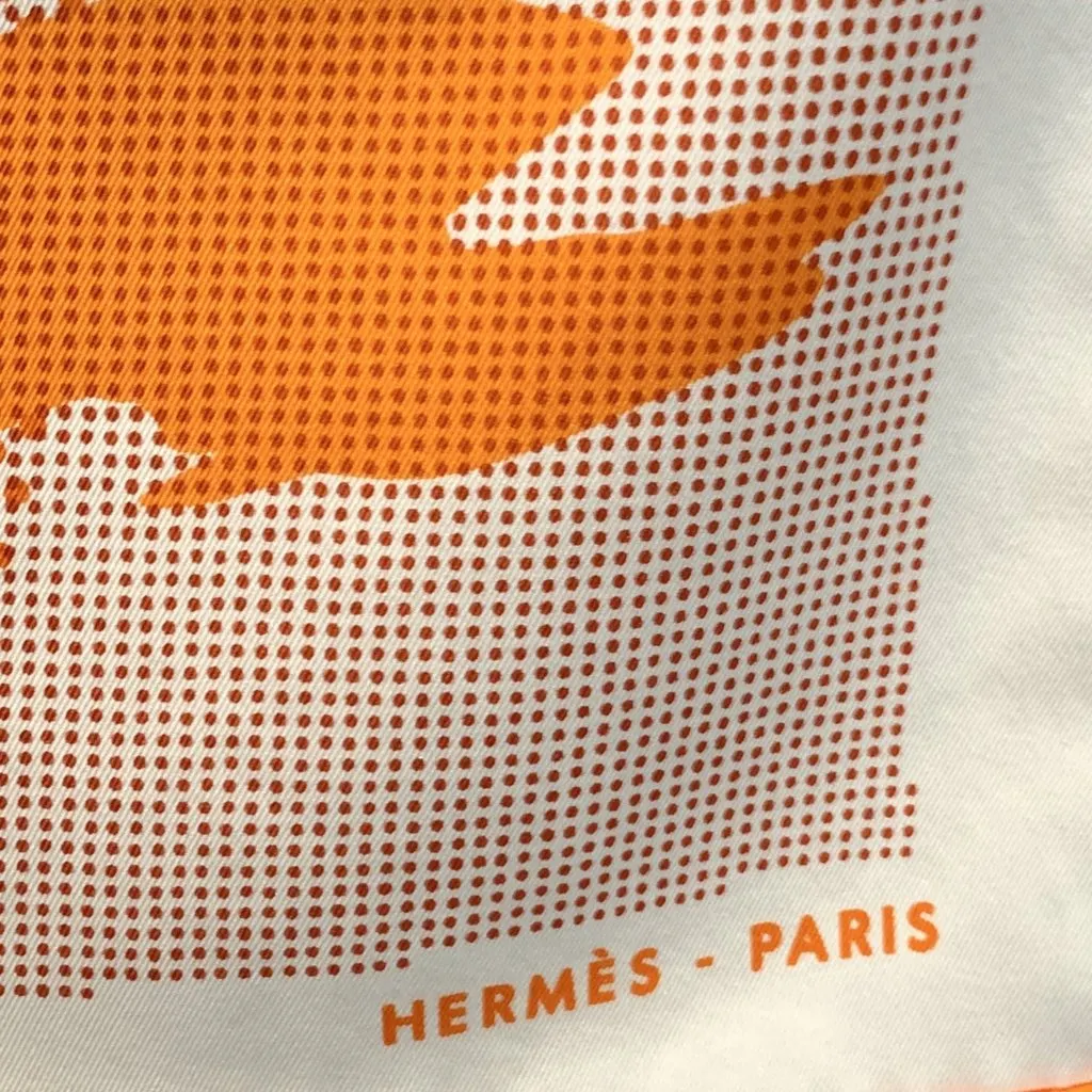 Hermes Scarf Orange Silk Good - Inside View
