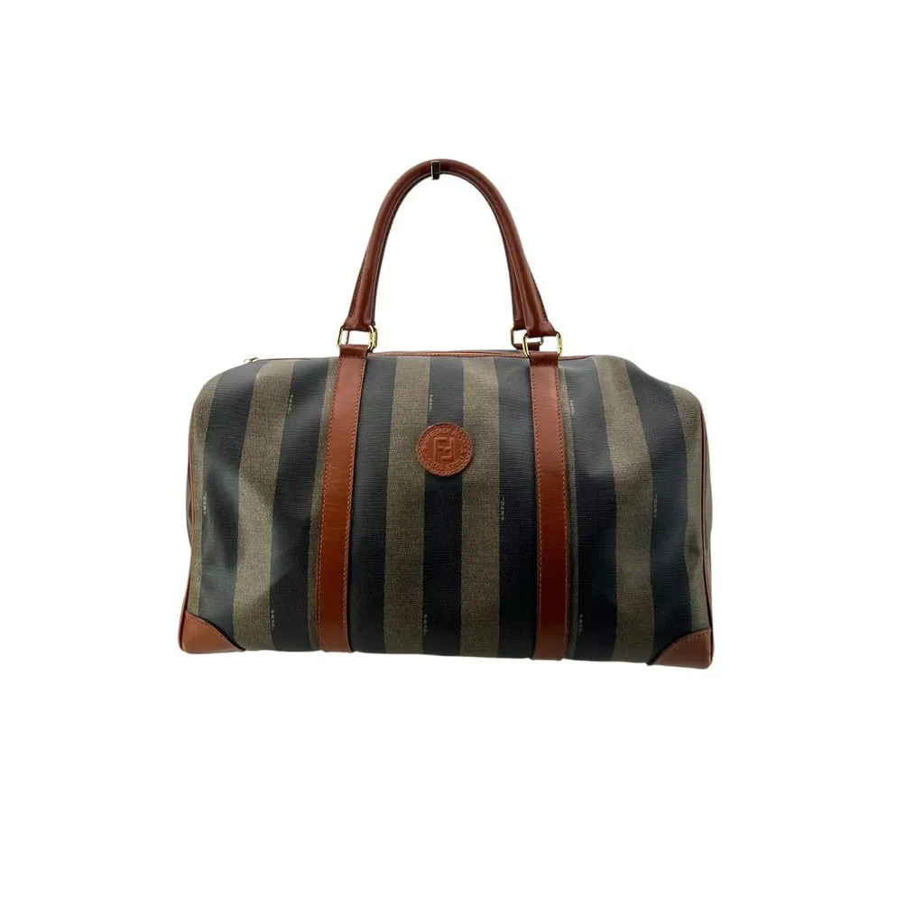 Fendi Handbag Vintage Pequin Brown Canvas Good - Front View