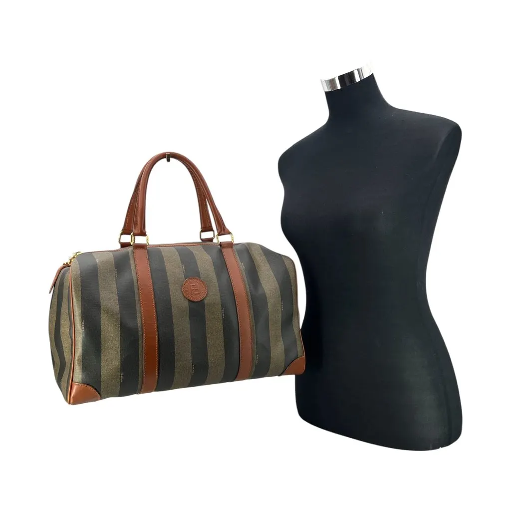 Fendi Handbag Vintage Pequin Brown Canvas Good - Back View
