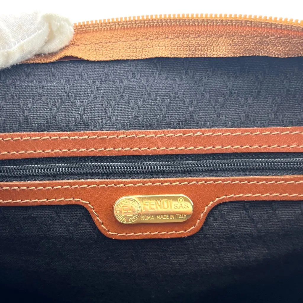 Fendi Handbag Vintage Pequin Brown Canvas Good - Box View