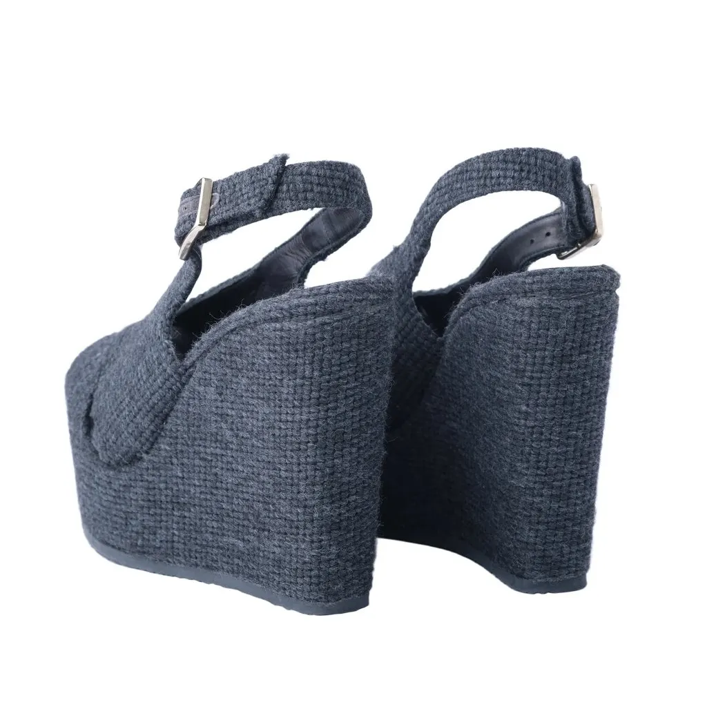 Unsigned Castañer Dark Grey Wedge Espadrilles - '10s Grey Good - Inside View