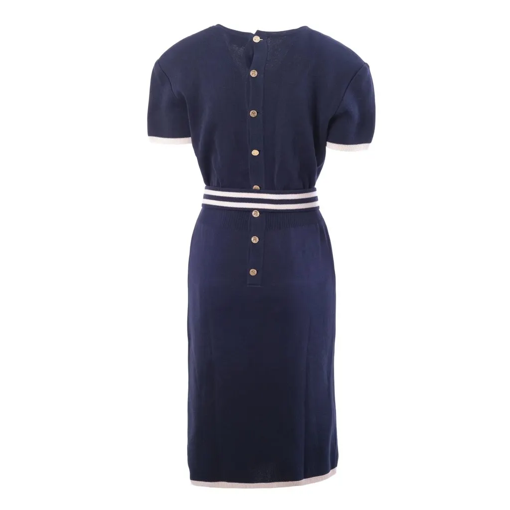 Chanel Back Button Knit Dress - '90s Navy Good - Inside View