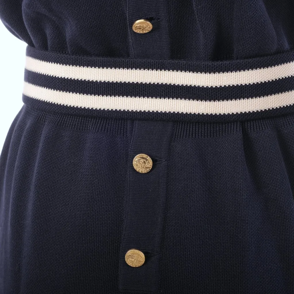 Chanel Back Button Knit Dress - '90s Navy Good - Model View