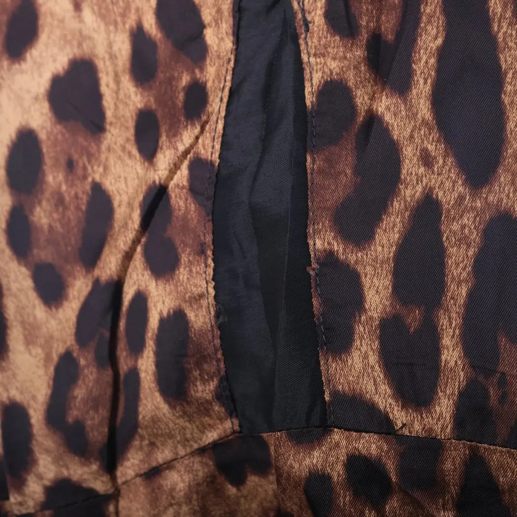 Dolce & Gabbana Black Tailored Sheath Dress with Leopard Print Details -'00s Black Wool Good - Box View