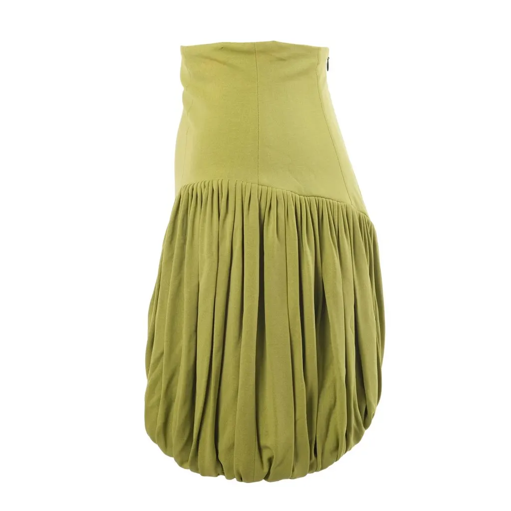 NORMA KAMALI Olive Green Draped Mini Skirt -'90s Green Good - Back View