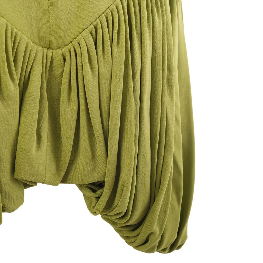 NORMA KAMALI Olive Green Draped Mini Skirt -'90s Green Good - Model View