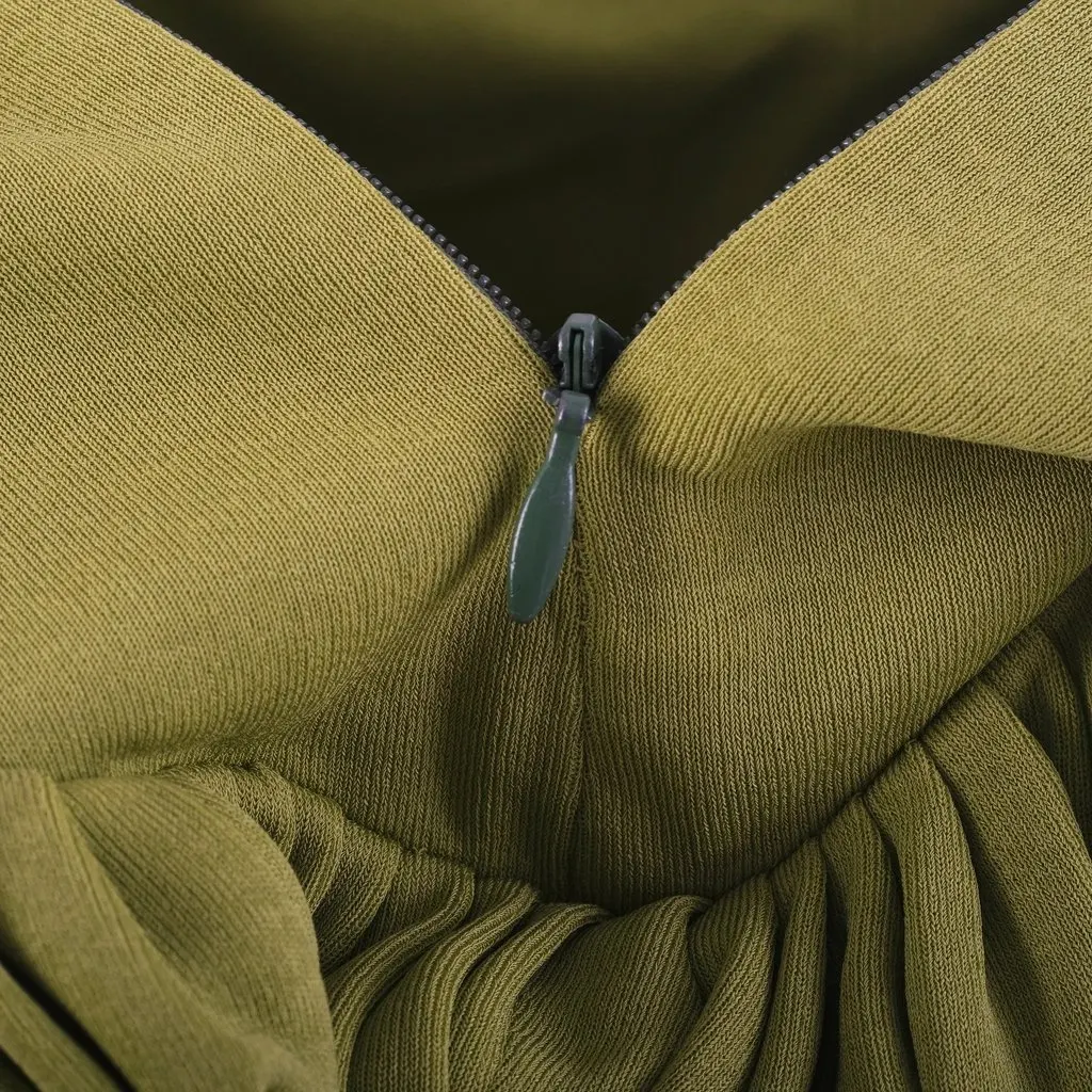 NORMA KAMALI Olive Green Draped Mini Skirt -'90s Green Good - Box View