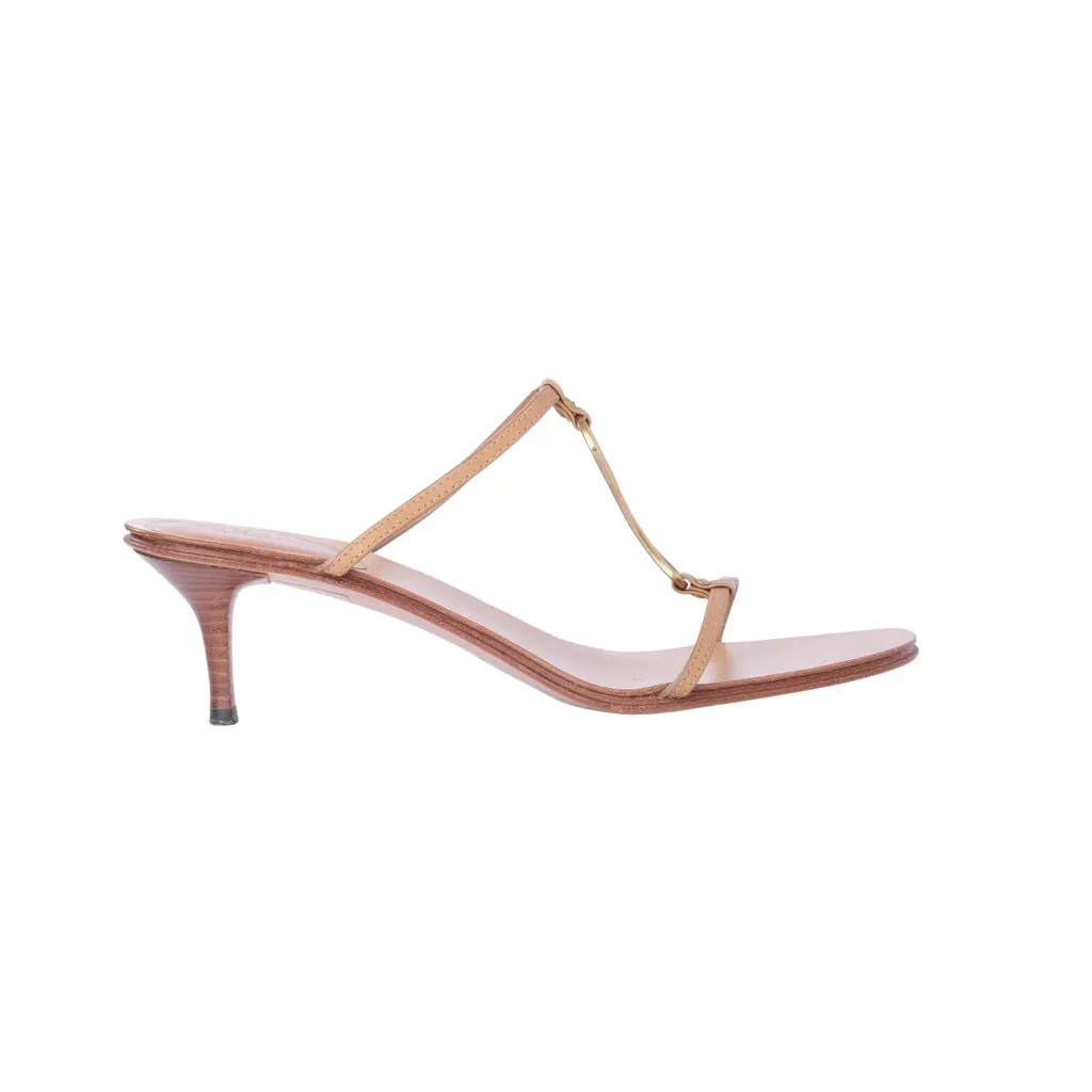 Tom Ford Gucci ミュール 37 Gucci by Tom Ford Tan Leather Kitten Heel Mules Horsebit Det