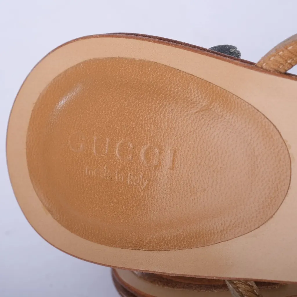 Gucci by Tom Ford Tan Leather Kitten Heel Mules Horsebit Detail - '90s MultiColor Leather Good - Box View
