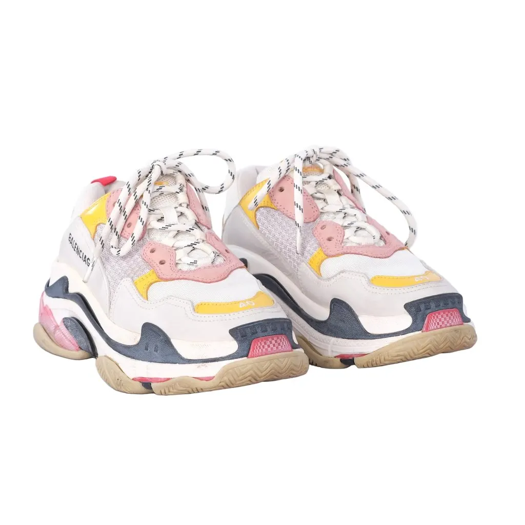 Balenciaga Triple S Leather Sneakers - '10s Beige Leather Good - Back View