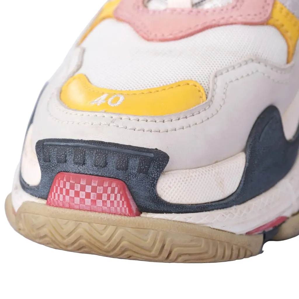 Balenciaga Triple S Leather Sneakers - '10s Beige Leather Good - Model View