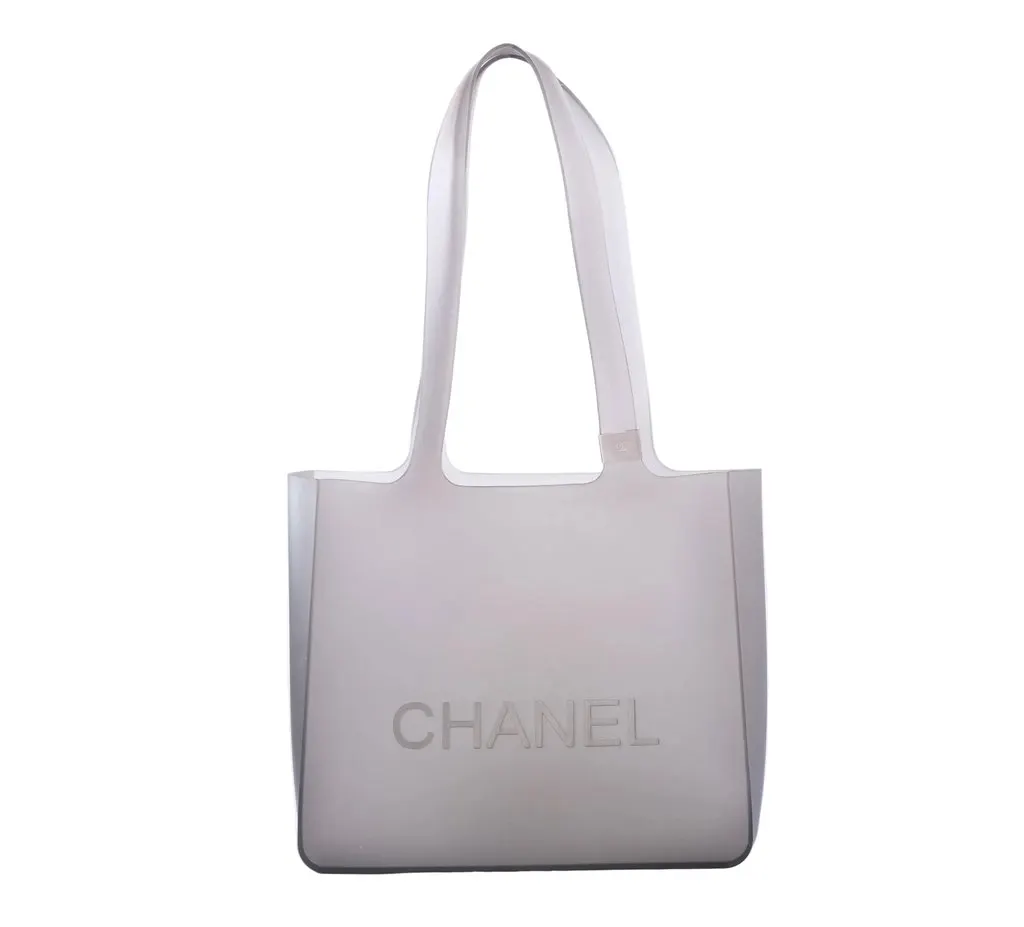 Chanel Jelly Logo Tote -'00s Silver Good - Front View