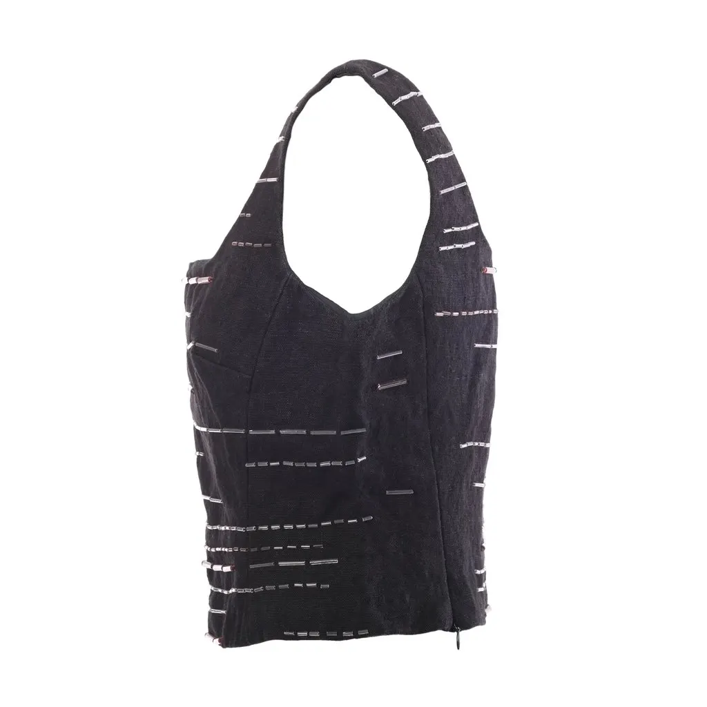 Prada Beaded Top - '90s Red Linen Good - Inside View