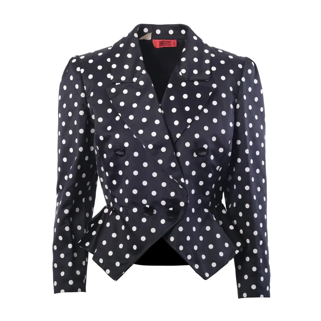Valentino Night Polka Dot Cropped Blazer - '80s Black Good - Front View