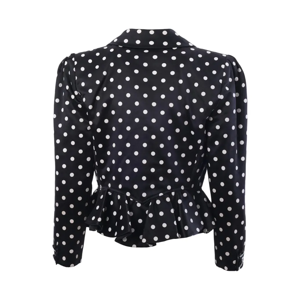 Valentino Night Polka Dot Cropped Blazer - '80s Black Good - Inside View