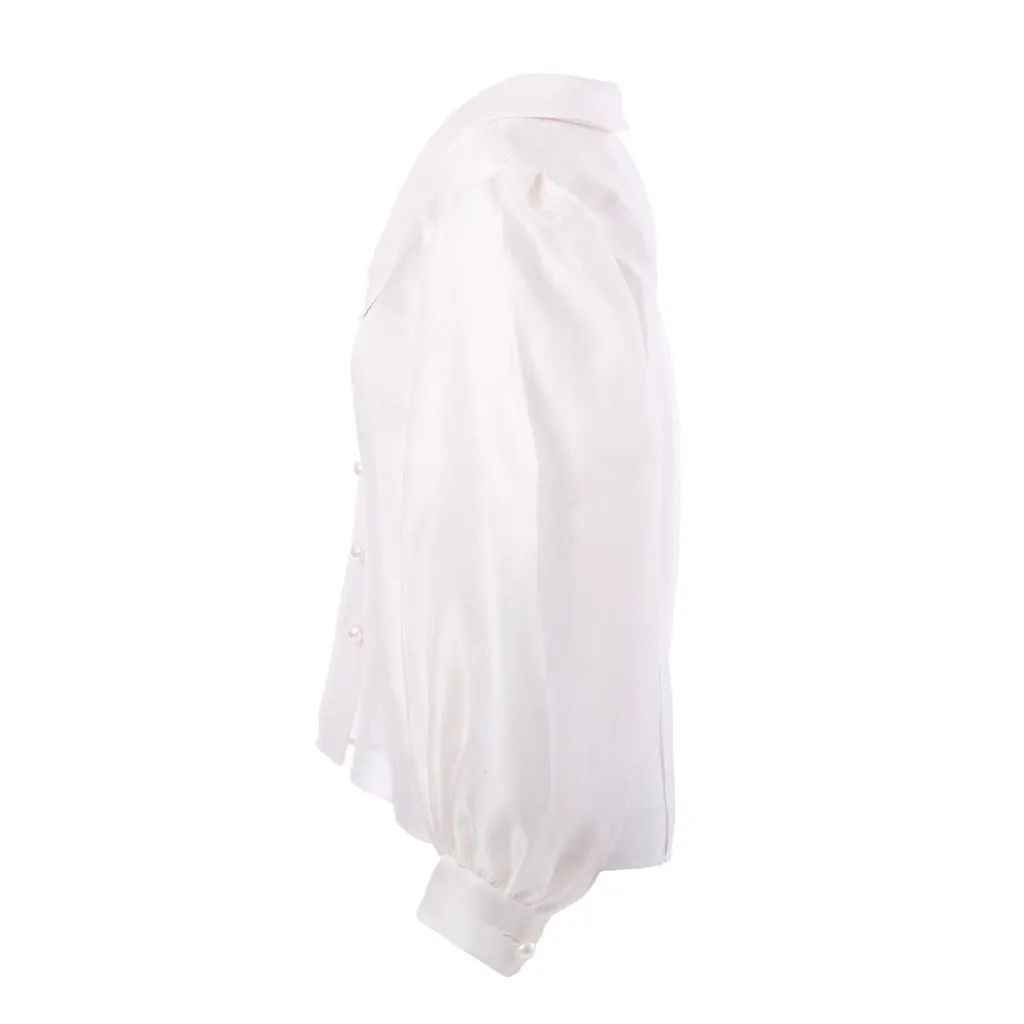 Yves Saint Laurent Rive Gauche Sheer Silk Blouse - '80s White Silk Good - Back View