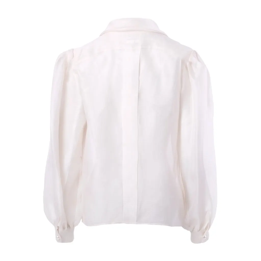 Yves Saint Laurent Rive Gauche Sheer Silk Blouse - '80s White Silk Good - Inside View