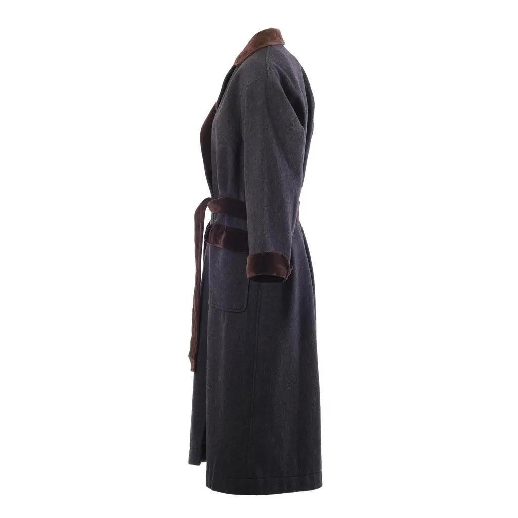 Yves Saint Laurent Rive Gauche Paris Velvet Trim Wool Coat – '70s Brown Velvet Good - Back View