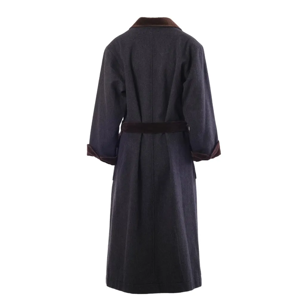 Yves Saint Laurent Rive Gauche Paris Velvet Trim Wool Coat – '70s Brown Velvet Good - Inside View