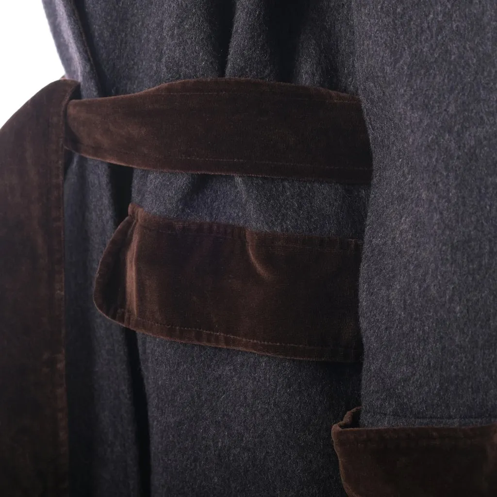 Yves Saint Laurent Rive Gauche Paris Velvet Trim Wool Coat – '70s Brown Velvet Good - Box View