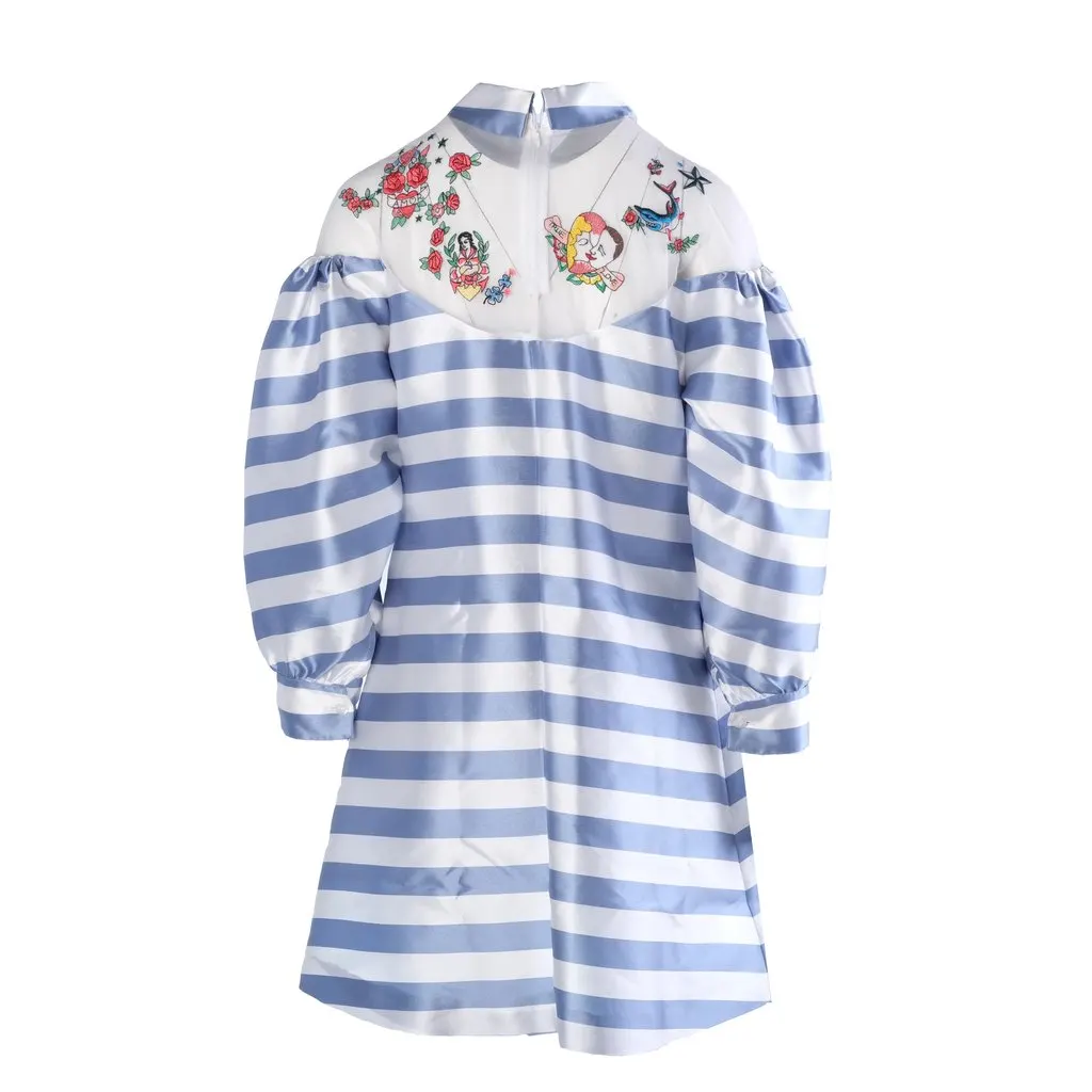 Unsigned Vivetta Fiammetta Striped Shirt Dress - '10s White Good - Inside View