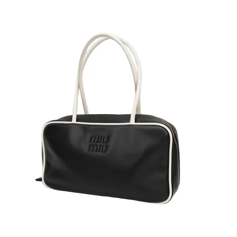 Miu Miu Soft Calf Beau Top Handle Bag - '20s Black Leather Good - Back View
