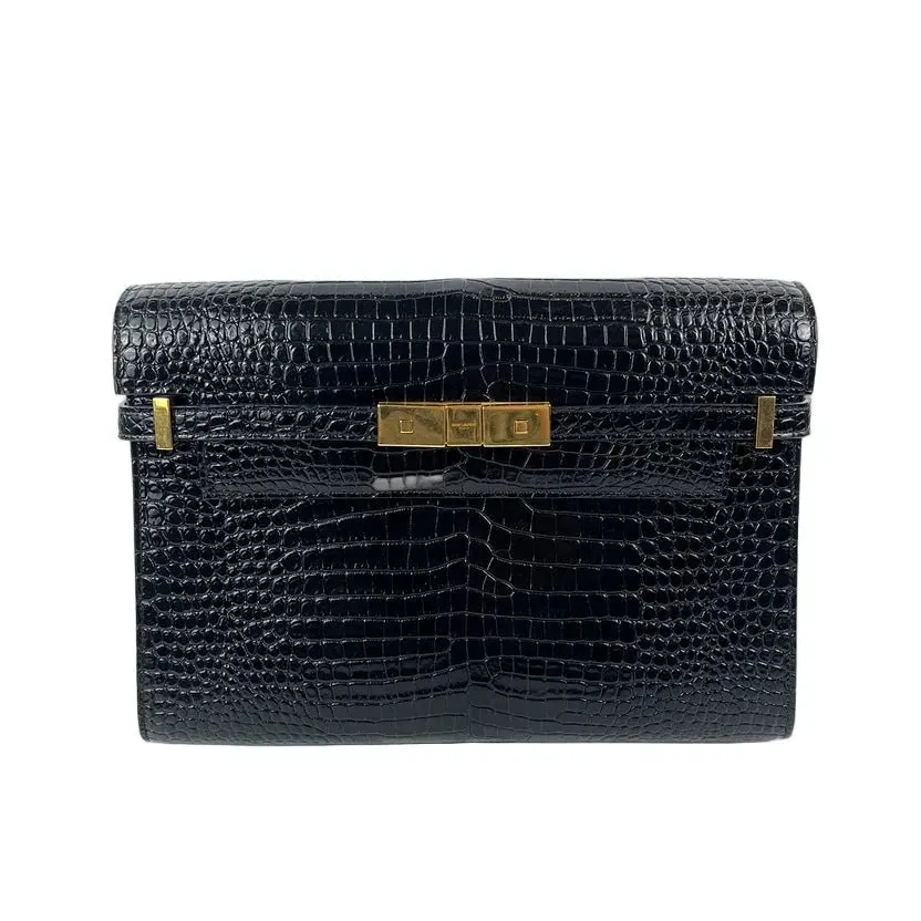 Saint Laurent Manhattan Medium Croc Bag - '10s MultiColor Leather Good - Front View