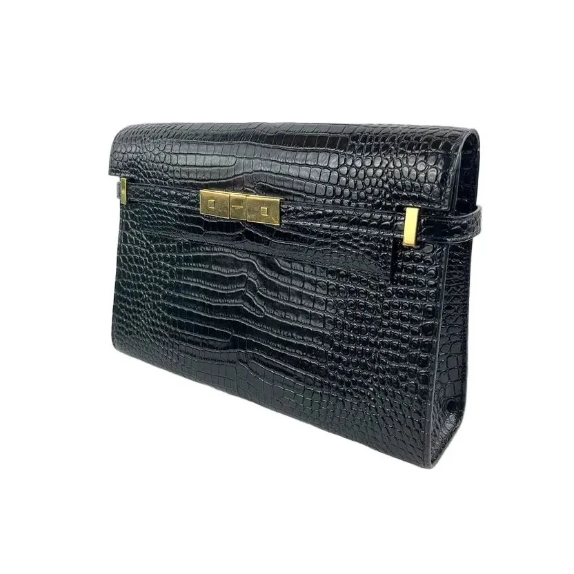 Saint Laurent Manhattan Medium Croc Bag - '10s MultiColor Leather Good - Back View