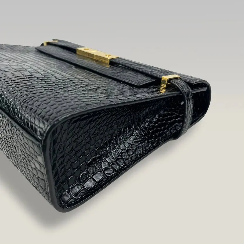 Saint Laurent Manhattan Medium Croc Bag - '10s MultiColor Leather Good - Model View