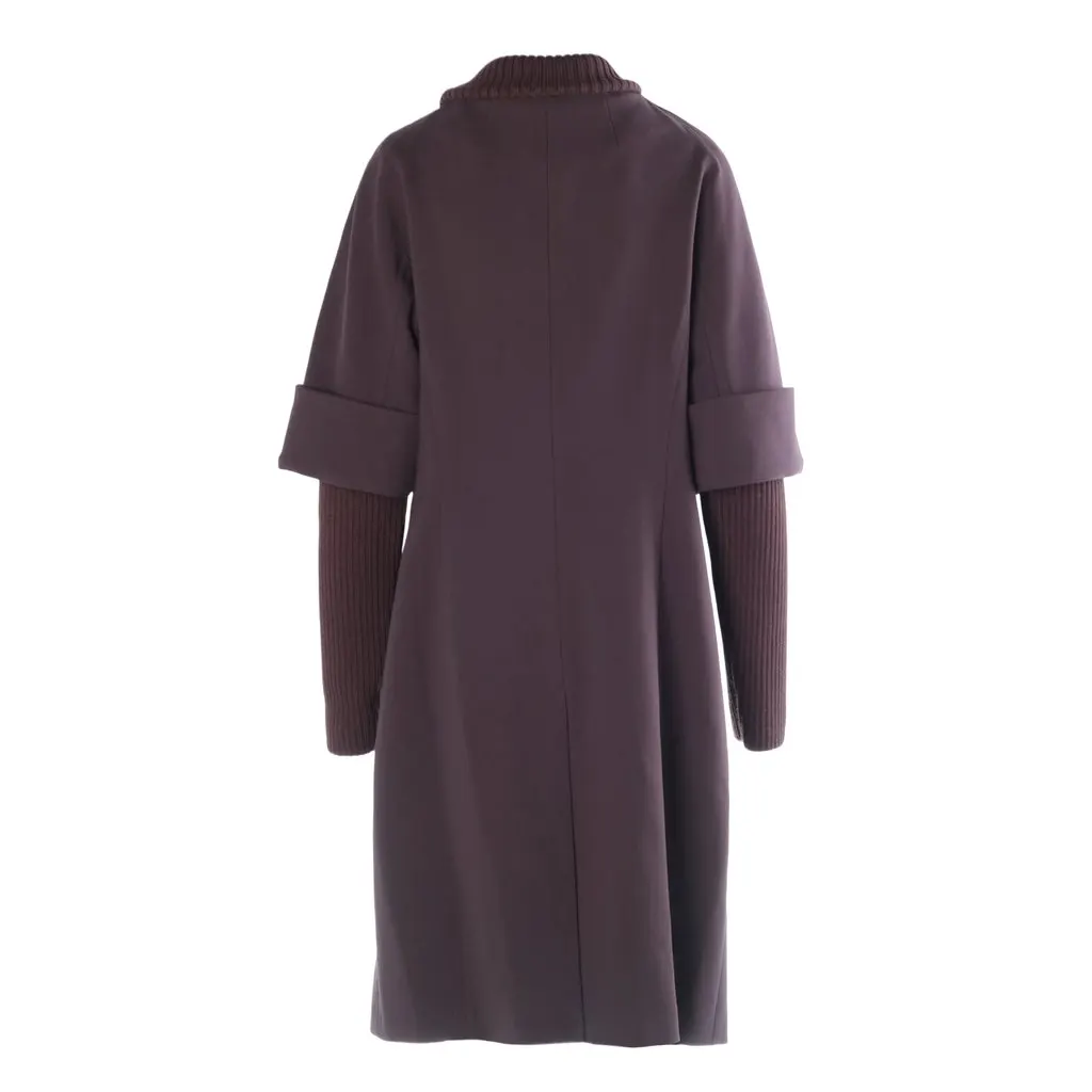 Escada Wool Coat With Ribbed Cuffs And A Double-Breasted Button Closure- '90s Red Wool Good - Inside View
