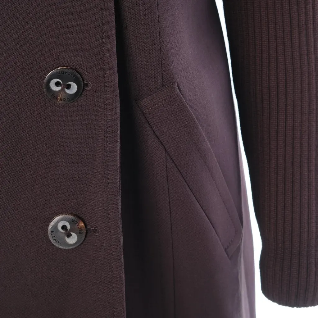 Escada Wool Coat With Ribbed Cuffs And A Double-Breasted Button Closure- '90s Red Wool Good - Model View