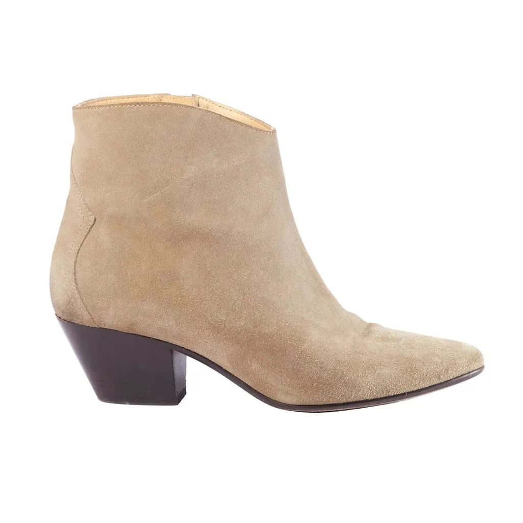 Isabel Marant Ankle Dress Boots in Taupe Suede - '10s MultiColor Suede Good - Front View