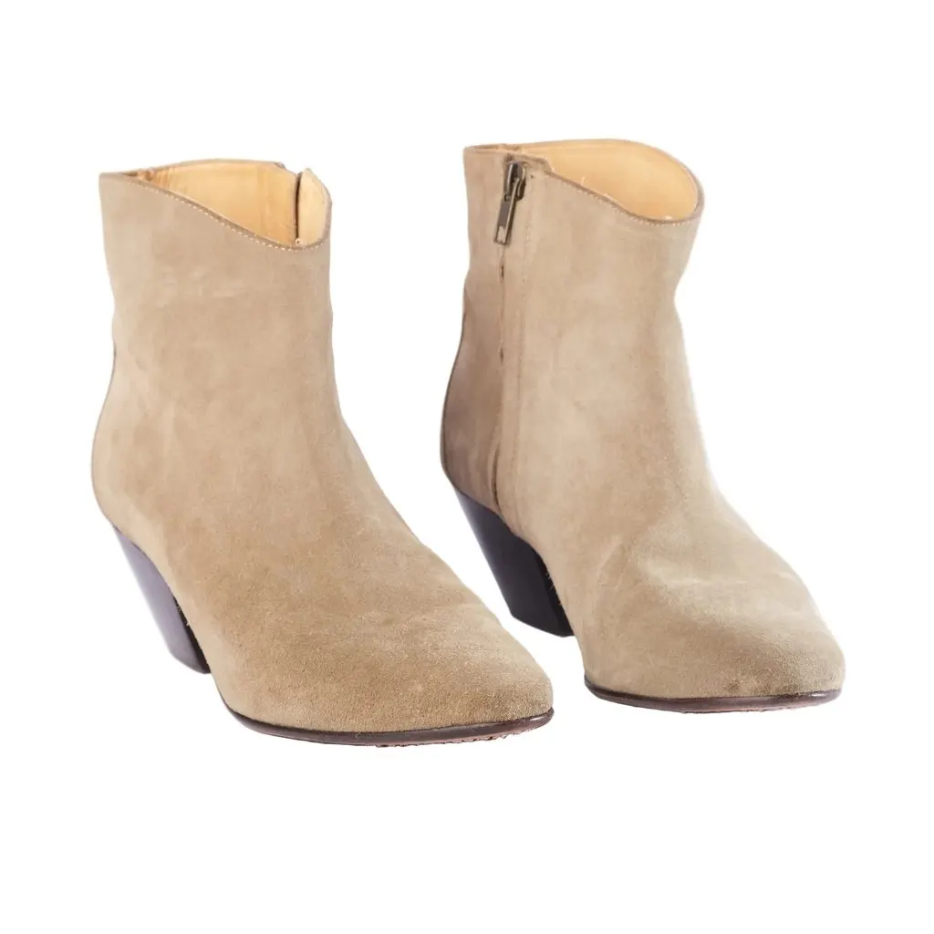 Isabel Marant Ankle Dress Boots in Taupe Suede - '10s MultiColor Suede Good - Back View