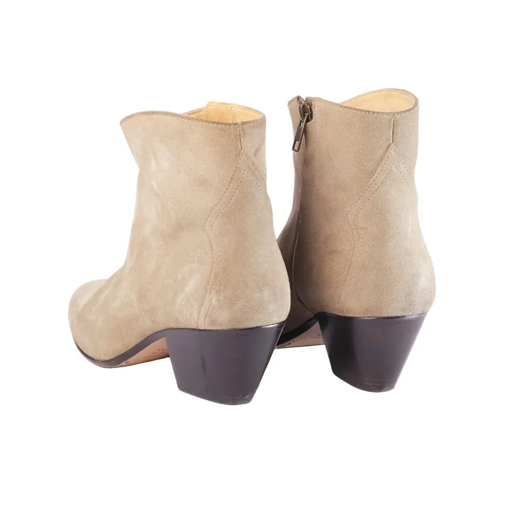Isabel Marant Ankle Dress Boots in Taupe Suede - '10s MultiColor Suede Good - Inside View