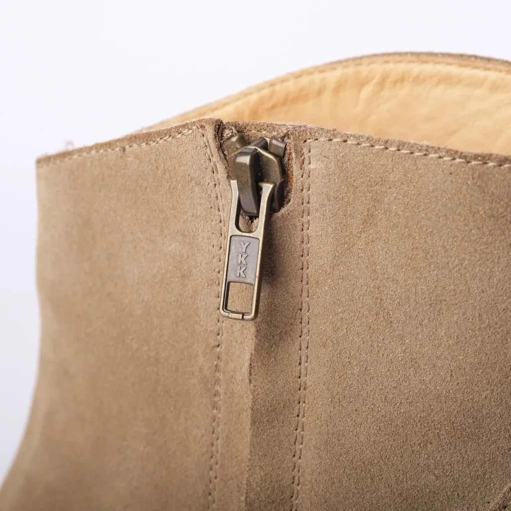 Isabel Marant Ankle Dress Boots in Taupe Suede - '10s MultiColor Suede Good - Model View