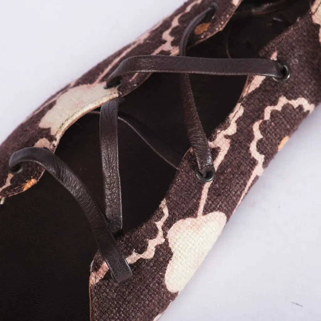 Marni Brown and Cream Floral Print Lace-Up Sandals - '10s Beige Lace Good - Box View