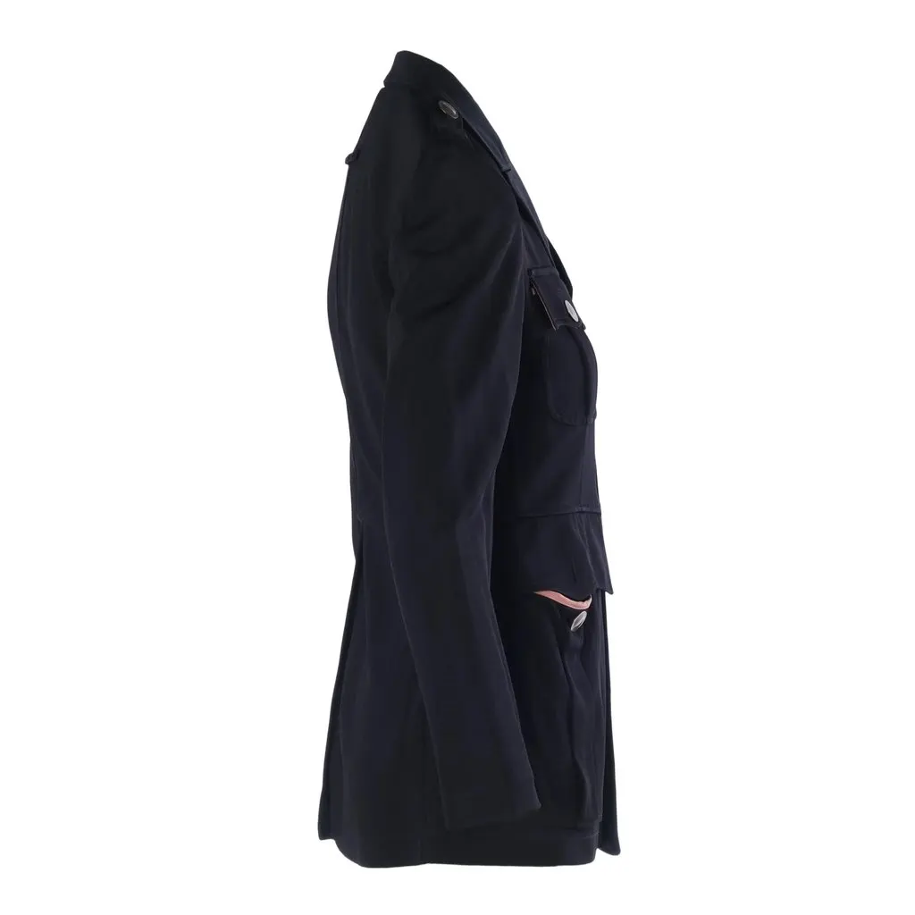 Jean Paul Gaultier Femme Black Military Jacket – '90s Black Wool Good - Back View