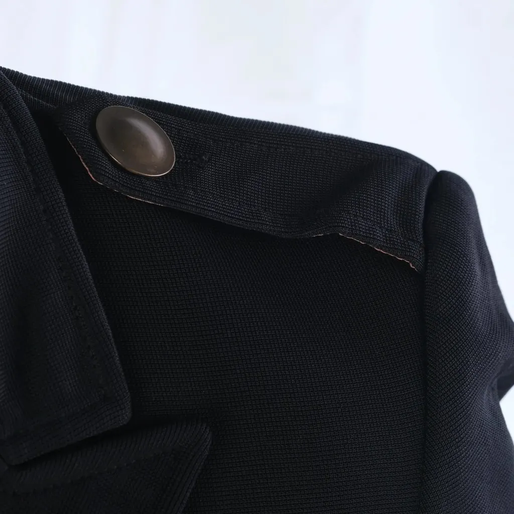 Jean Paul Gaultier Femme Black Military Jacket – '90s Black Wool Good - Model View